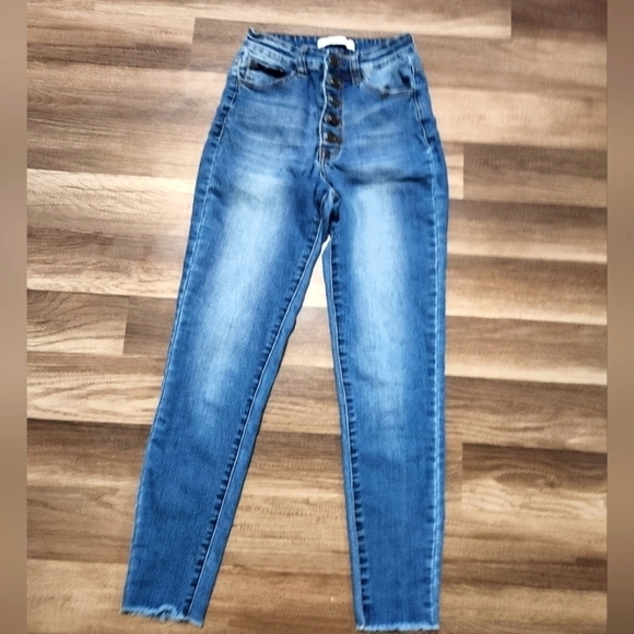 KanCan Nature Button Fly Jeans Size 25 Inseam 27 Distressed Vi… - Picture 1 of 9